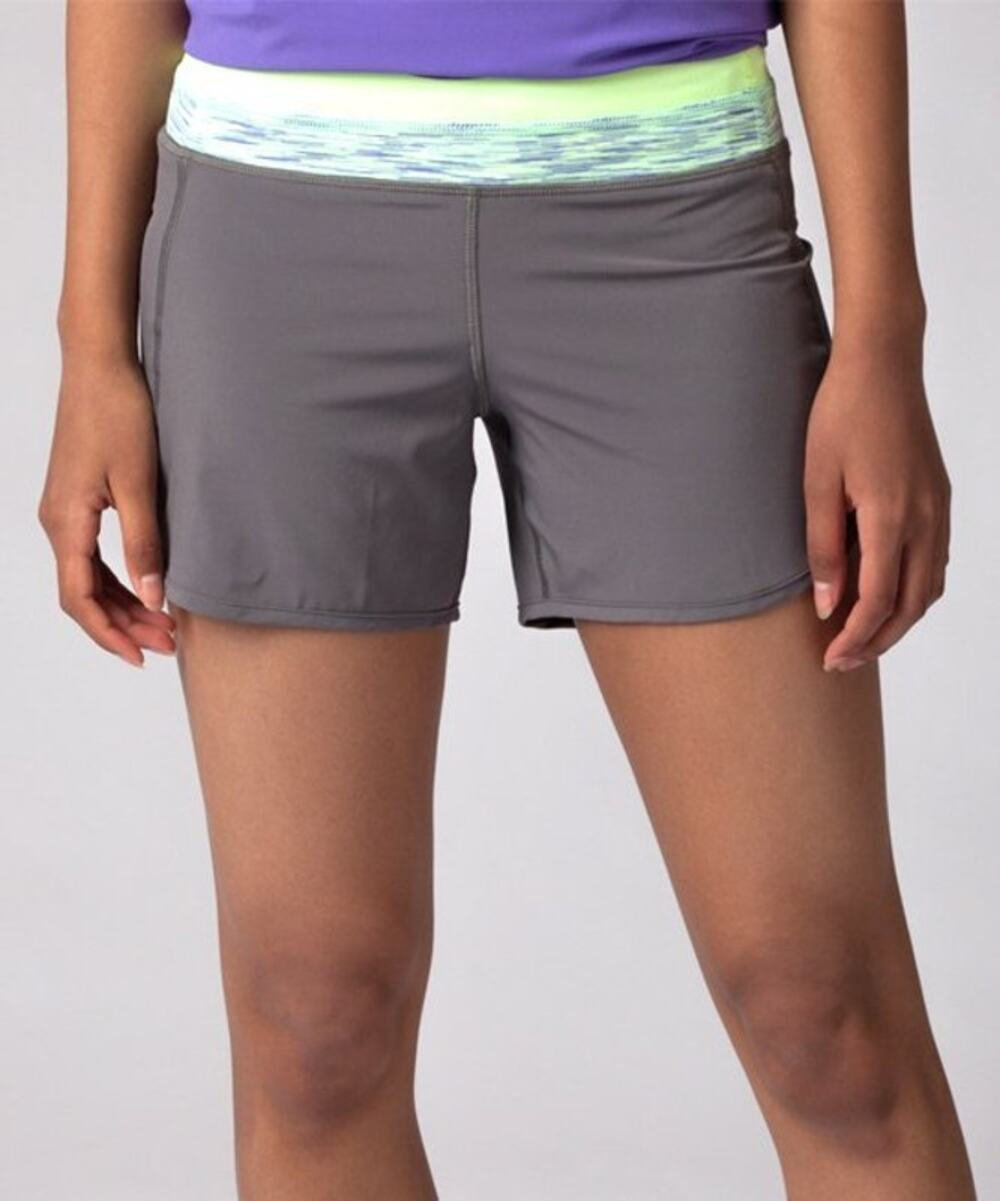 Lululemon Ivivva Slate & Faded Zap Fresh Teal Relay Racer Shorts Swift